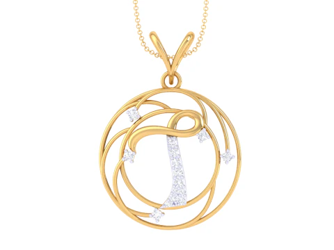 3D Printable Cad jewelry design of Lady diamond Pendant Letter model 3D Model