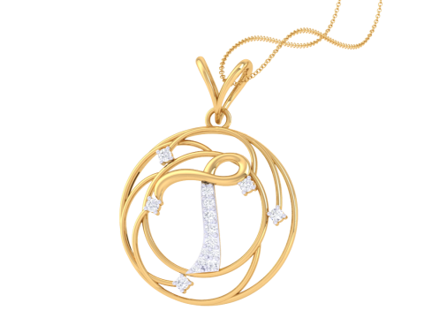 3D Printable Cad jewelry design of Lady diamond Pendant Letter model 3D-Modell