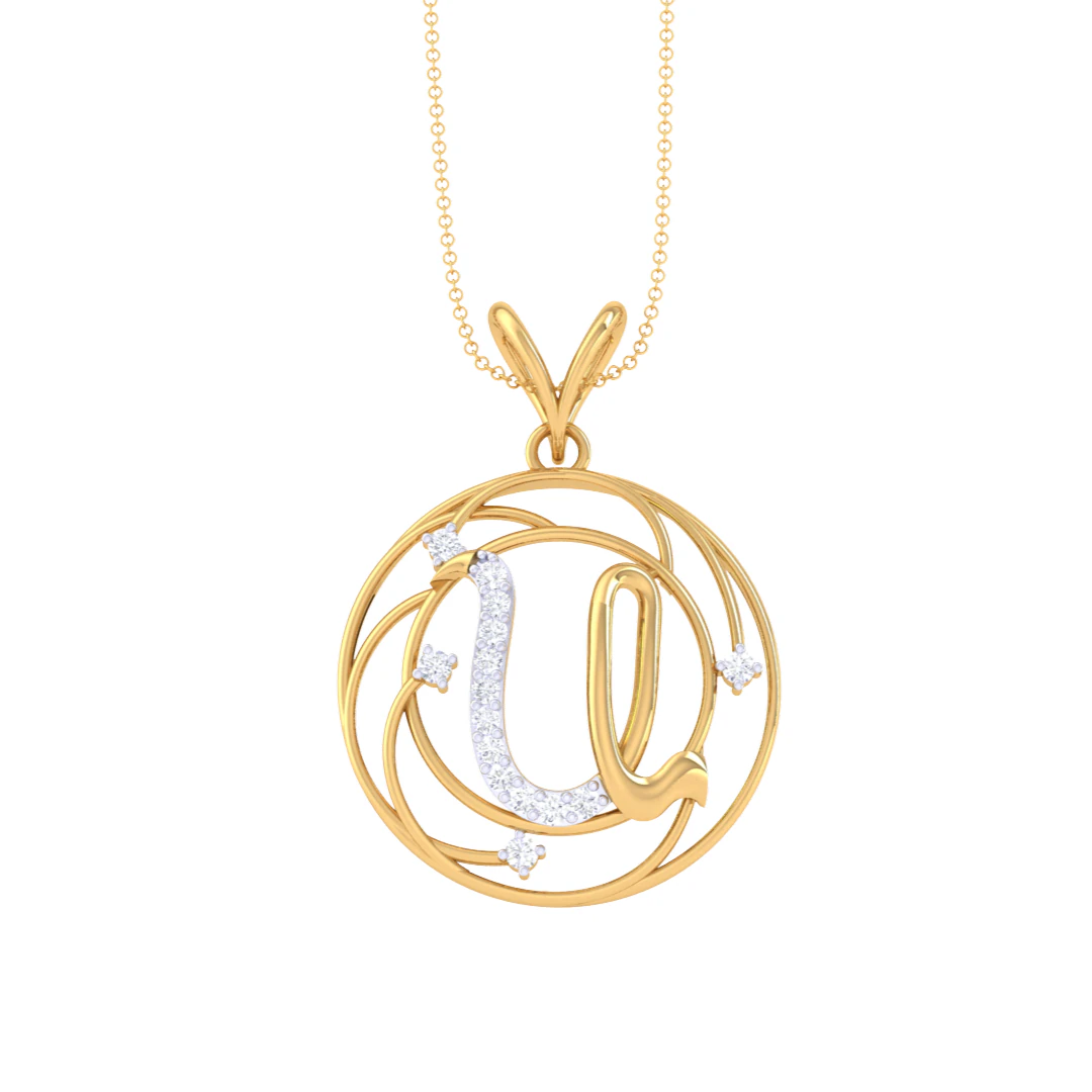 3D Printable Cad jewelry design of Lady diamond Pendant Letter model 3D Model .c4d .max .obj .3ds .fbx .stl .blend 