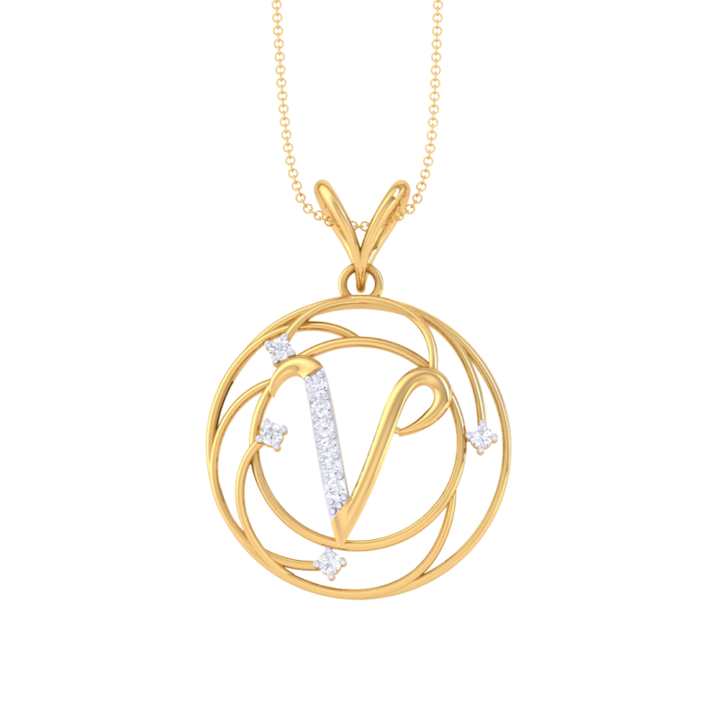 3D Printable Cad jewelry design of Lady diamond Pendant Letter model 3D Model .c4d .max .obj .3ds .fbx .stl .blend