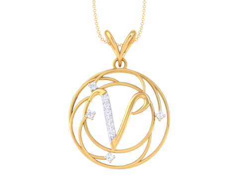 3D Printable Cad jewelry design of Lady diamond Pendant Letter model 3D Model