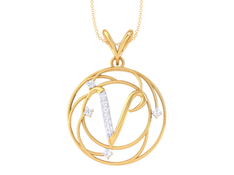 Desain perhiasan Cad 3D yang dapat dicetak model Surat Liontin Berlian Wanita Model 3D