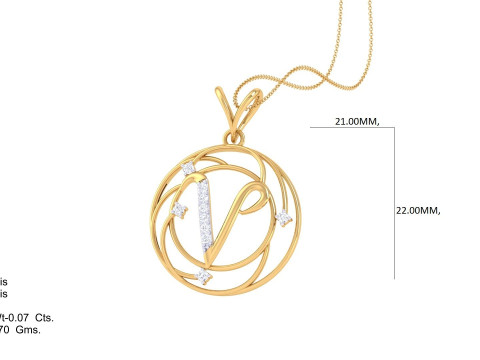 3D Printable Cad jewelry design of Lady diamond Pendant Letter model 3D Model