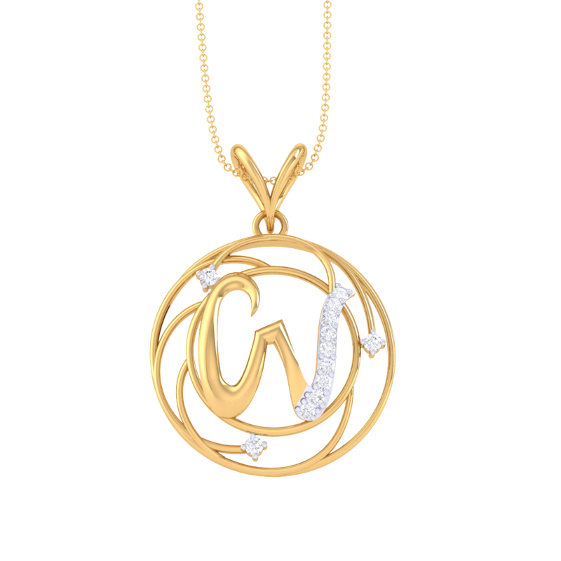 3D Printable Cad jewelry design of Lady diamond Pendant Letter model Modèle 3D .c4d .max .obj .3ds .fbx .stl .blend