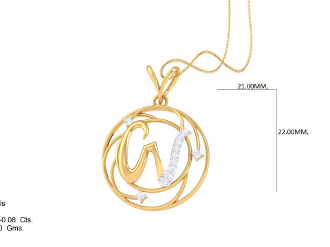 3D Printable Cad jewelry design of Lady diamond Pendant Letter model Modèle 3D