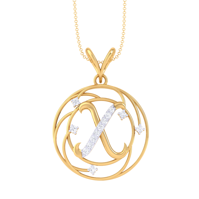 3D Printable Cad jewelry design of Lady diamond Pendant Letter model Model 3D .c4d .max .obj .3ds .fbx .stl .blend