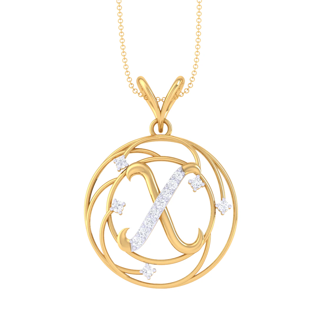 3D Printable Cad jewelry design of Lady diamond Pendant Letter model 3D Model .c4d .max .obj .3ds .fbx .stl .blend