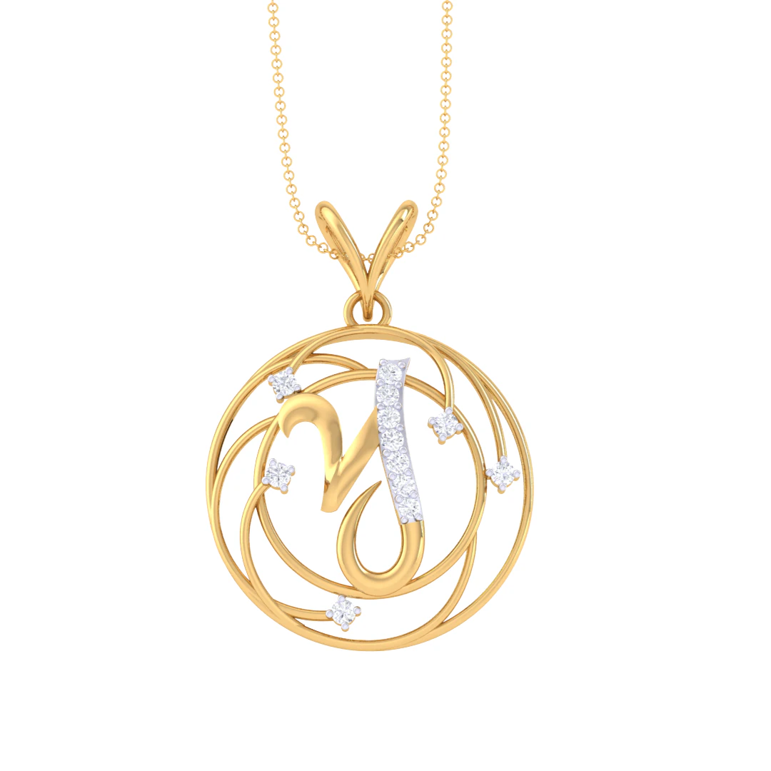 3D Printable Cad jewelry design of Lady diamond Pendant Letter model 3D Model .c4d .max .obj .3ds .fbx .stl .blend 