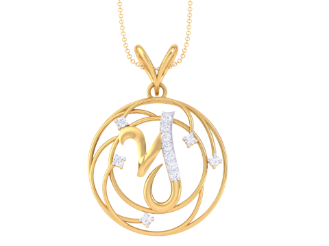 3D Printable Cad jewelry design of Lady diamond Pendant Letter model 3D Model