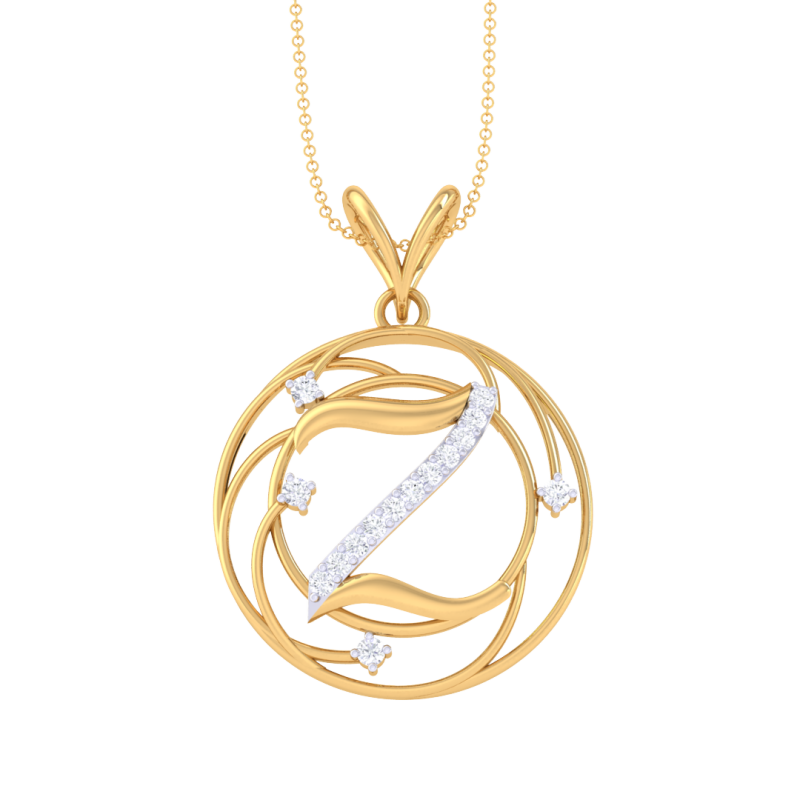 3D Printable Cad jewelry design of Lady diamond Pendant Letter model 3D Model .c4d .max .obj .3ds .fbx .stl .blend 