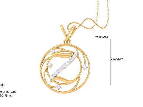 3D Printable Cad jewelry design of Lady diamond Pendant Letter model 3D Model