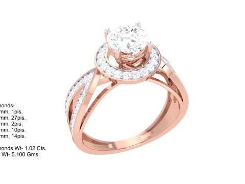 Printable 3D jewelry model of Lady diamond ring 3D Model