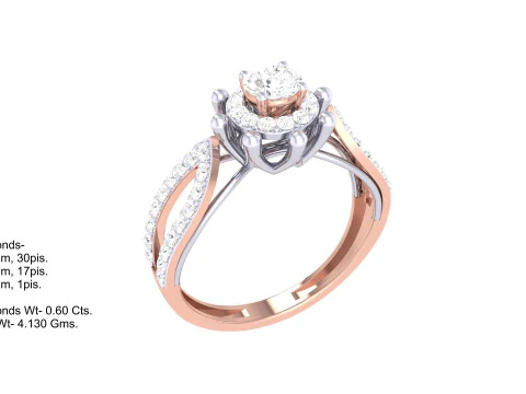 Printable 3D jewelry model of Lady diamond ring 3D Model