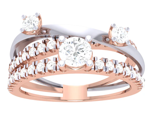 3D-модель ювелирного кольца Lady с бриллиантом для печати 3D Модель