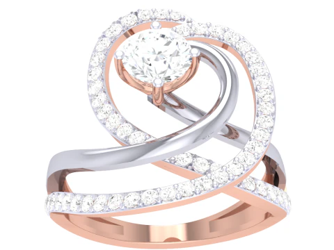 Druckbares 3D-Schmuckmodell eines Damen-Diamantrings 3D Modell