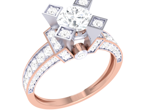 Printable 3D jewelry model of Lady diamond ring Modelo 3D
