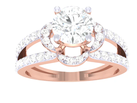 Modello di gioiello stampabile in 3D dell'anello con diamante Lady Modello 3D