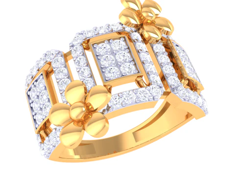 Modello di gioiello stampabile in 3D dell'anello con diamante Lady Modello 3D