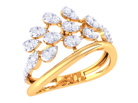 Тривимірна ювелірна модель жіночої каблучки з діамантом для друку 3D Модель