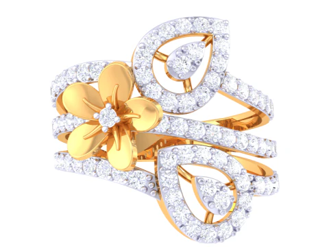 Printable 3D jewelry model of Lady diamond ring 3D Model