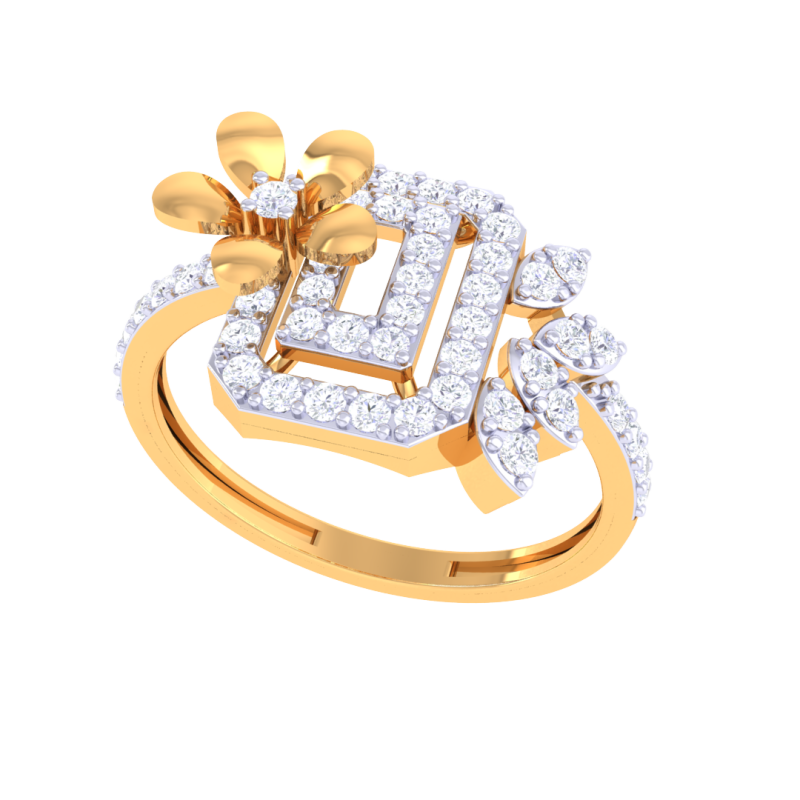 Printable 3D jewelry model of Lady diamond ring 3Dモデル .c4d .max .obj .3ds .fbx .stl .blend