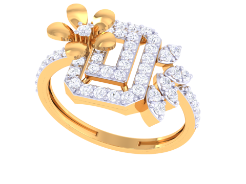 Printable 3D jewelry model of Lady diamond ring Modello 3D