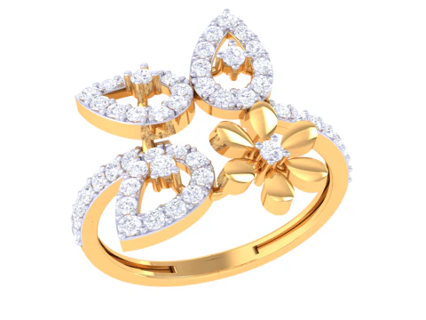 Modello di gioiello stampabile in 3D dell'anello con diamante Lady Modello 3D