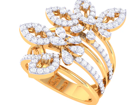 लेडी हीरे की अंगूठी का प्रिंट करने योग्य 3डी आभूषण मॉडल 3D मॉडल