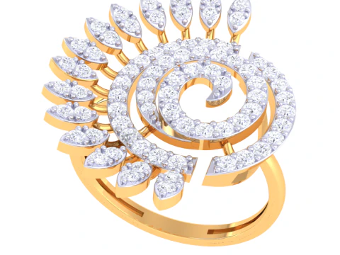 Тривимірна ювелірна модель жіночої каблучки з діамантом для друку 3D Модель