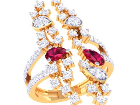 3D-модель ювелирного кольца Lady с бриллиантом для печати 3D Модель