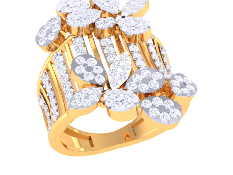 Modello di gioiello stampabile in 3D dell'anello con diamante Lady Modello 3D