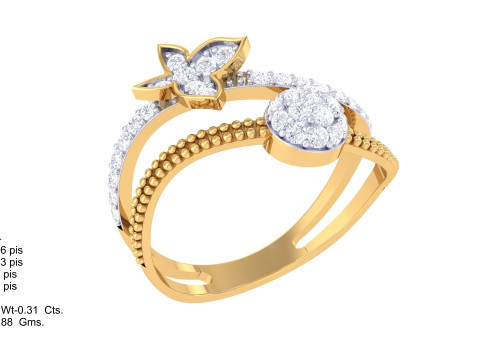 Printable 3D jewelry model of Lady diamond ring 3D Model