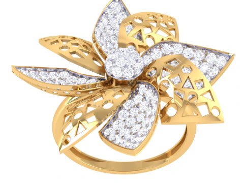 Printable 3D jewelry model of Lady diamond ring 3D Model