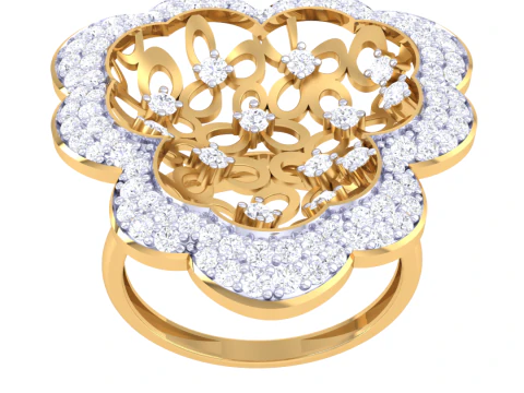 Modello di gioiello stampabile in 3D dell'anello con diamante Lady Modello 3D