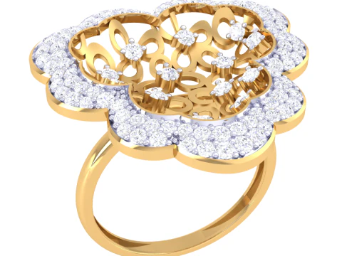 Printable 3D jewelry model of Lady diamond ring 3D Model