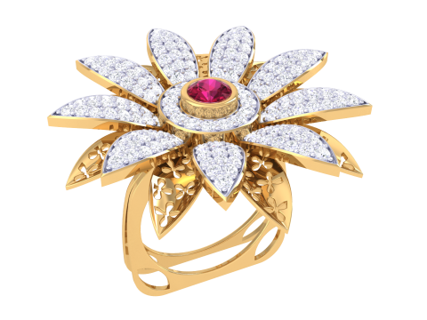 Printable 3D jewelry model of Lady diamond ring 3D मॉडल