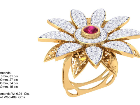 Printable 3D jewelry model of Lady diamond ring 3D मॉडल
