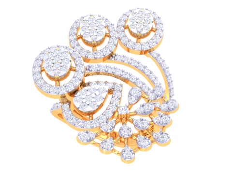 Afdrukbaar 3D-sieradenmodel van Lady diamanten ring 3D Model