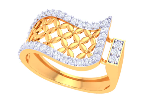 Modelo de joyer&iacute;a 3D imprimible del anillo de diamantes Lady Modelo 3D