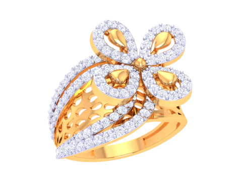 Modelo de joia 3D para impress&atilde;o do anel de diamante Lady Modelo 3D