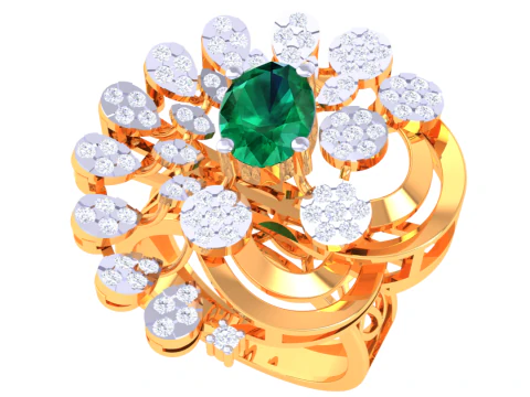 Modelo de joia 3D para impress&atilde;o do anel de diamante Lady Modelo 3D