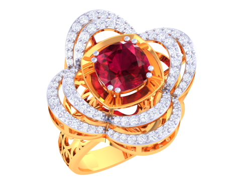 Printable 3D jewelry model of Lady diamond ring 3D Model