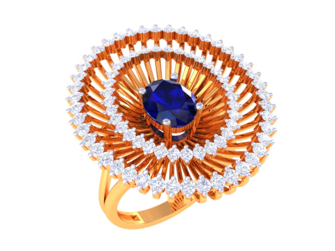 3D-модель ювелирного кольца Lady с бриллиантом для печати 3D Модель