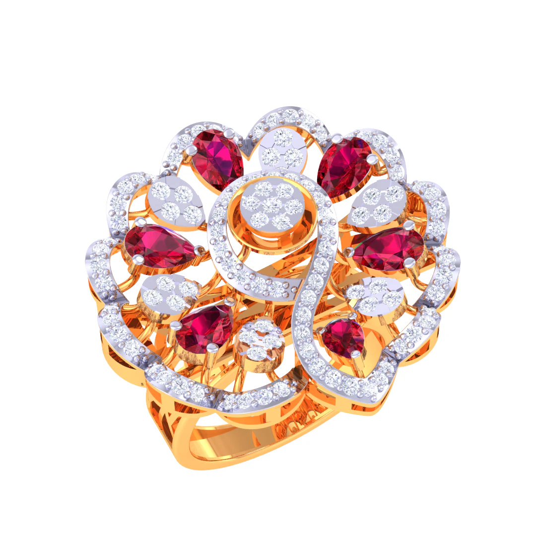 Printable 3D jewelry model of Lady diamond ring 3D Model .c4d .max .obj .3ds .fbx .stl .blend 