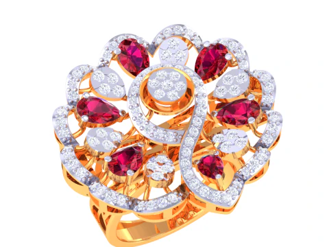 Modèle de bijoux 3D imprimable de la bague en diamant Lady Modèle 3D