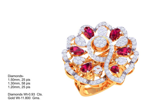 Printable 3D jewelry model of Lady diamond ring Modelo 3D