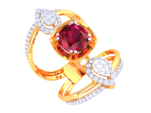 Modelo de joia 3D para impress&atilde;o do anel de diamante Lady Modelo 3D