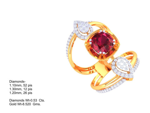 Printable 3D jewelry model of Lady diamond ring Modelo 3D