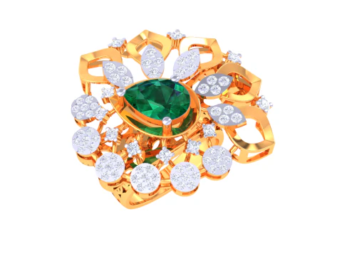 Modelo de joia 3D para impress&atilde;o do anel de diamante Lady Modelo 3D