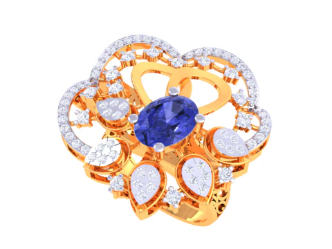 Modelo de joia 3D para impress&atilde;o do anel de diamante Lady Modelo 3D